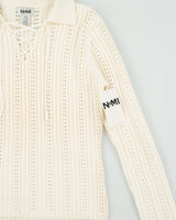 DSWT Vintage Y2K 00s NoMI Women's Open Cable Knit Lace Collared Jumper - M