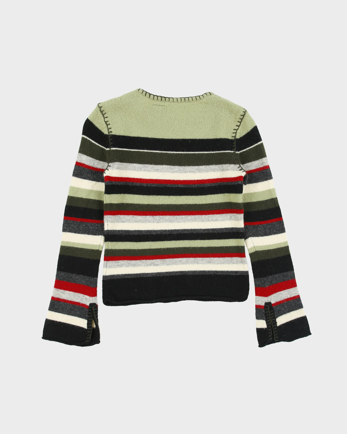 Vintage Y2K 00s Frost Lambswool Blend Stripe Knit Button Detail Jumper - S