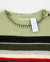 Vintage Y2K 00s Frost Lambswool Blend Stripe Knit Button Detail Jumper - S