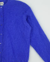 Vintage 1980s Amoretti Angora Blend Fluffy Shoulder Pad Cardigan - M