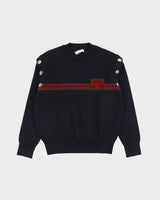 Sandro Striped Studded Crewneck Knitted Sweatshirt - S