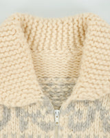 Vintage 1990s Handwoven In USA Women's Wool Chunky Knit Cowichan Cardigan - M