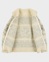 Vintage 1990s Handwoven In USA Women's Wool Chunky Knit Cowichan Cardigan - M