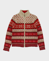 Vintage Y2K 00s Eddie Bauer Collectibles Women's Fair Isle Lambswool Knit Funnel Neck Cardigan - XS