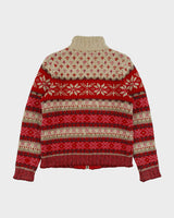 Vintage Y2K 00s Eddie Bauer Collectibles Women's Fair Isle Lambswool Knit Funnel Neck Cardigan - XS