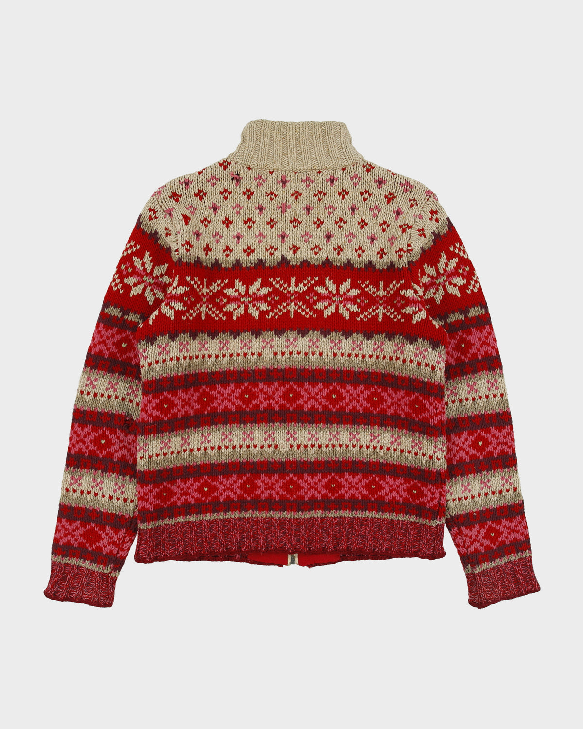 Vintage Y2K 00s Eddie Bauer Collectibles Women's Fair Isle Lambswool Knit Funnel Neck Cardigan - XS