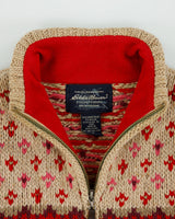 Vintage Y2K 00s Eddie Bauer Collectibles Women's Fair Isle Lambswool Knit Funnel Neck Cardigan - XS