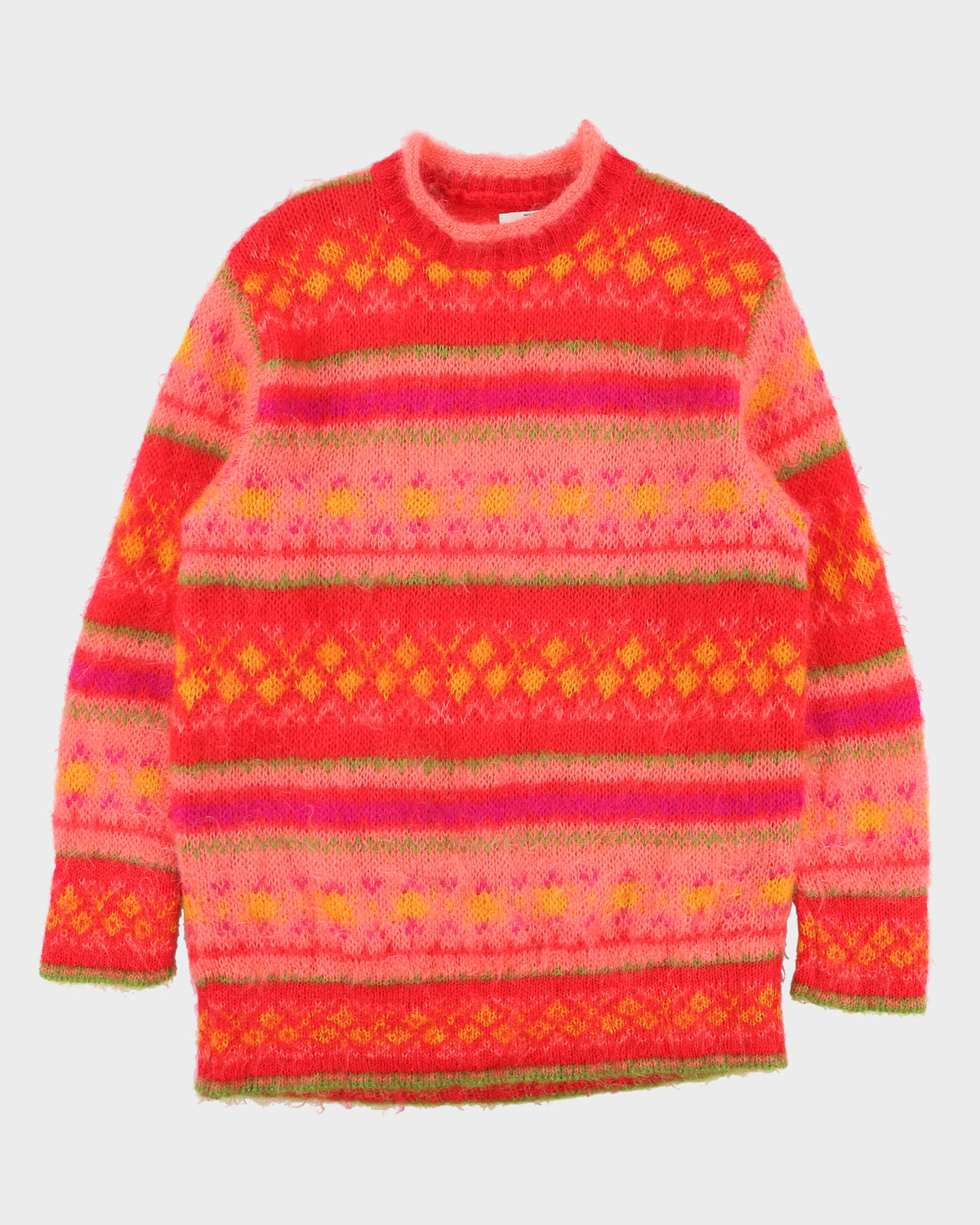 Vintage 1990s Benetton Mohair Fuzzy Fair Isle Knit Jumper - L