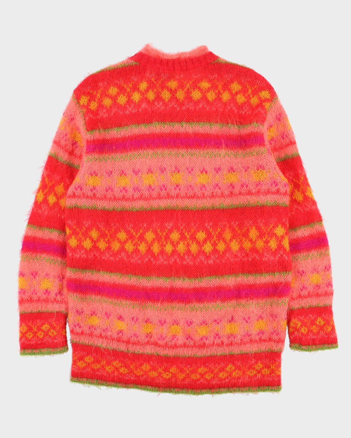 Vintage 1990s Benetton Mohair Fuzzy Fair Isle Knit Jumper - L