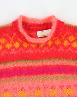 Vintage 1990s Benetton Mohair Fuzzy Fair Isle Knit Jumper - L
