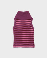 Vintage Y2K 00s 1001 Striped Roll Neck Sleeveless Knit Top - XS