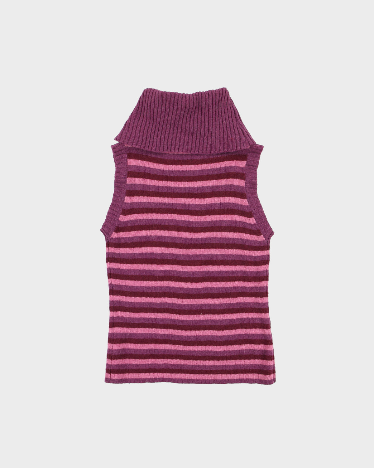 Vintage Y2K 00s 1001 Striped Roll Neck Sleeveless Knit Top - XS