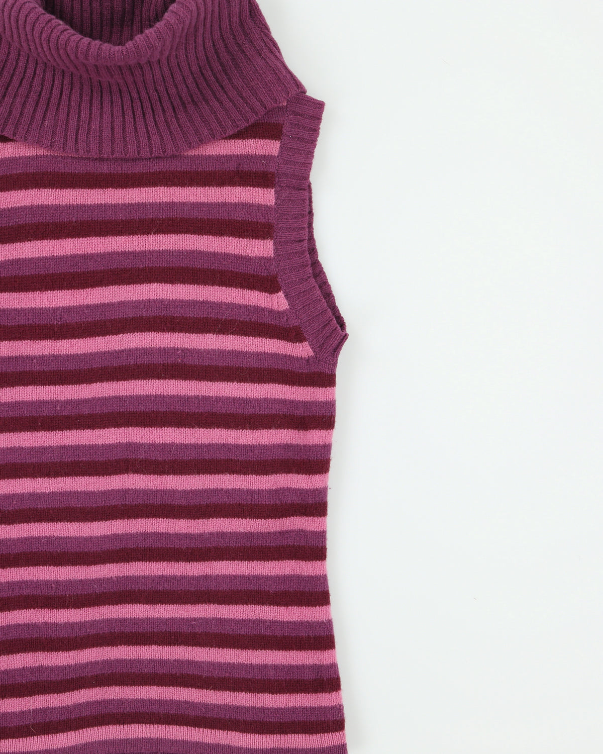 Vintage Y2K 00s 1001 Striped Roll Neck Sleeveless Knit Top - XS