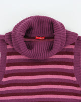 Vintage Y2K 00s 1001 Striped Roll Neck Sleeveless Knit Top - XS