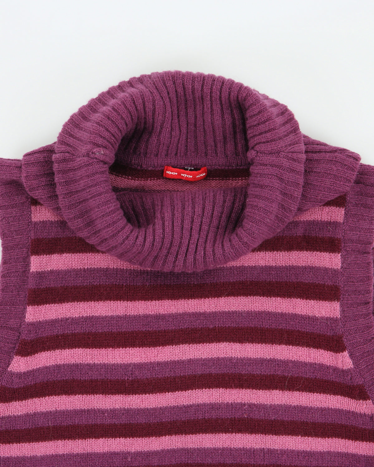 Vintage Y2K 00s 1001 Striped Roll Neck Sleeveless Knit Top - XS