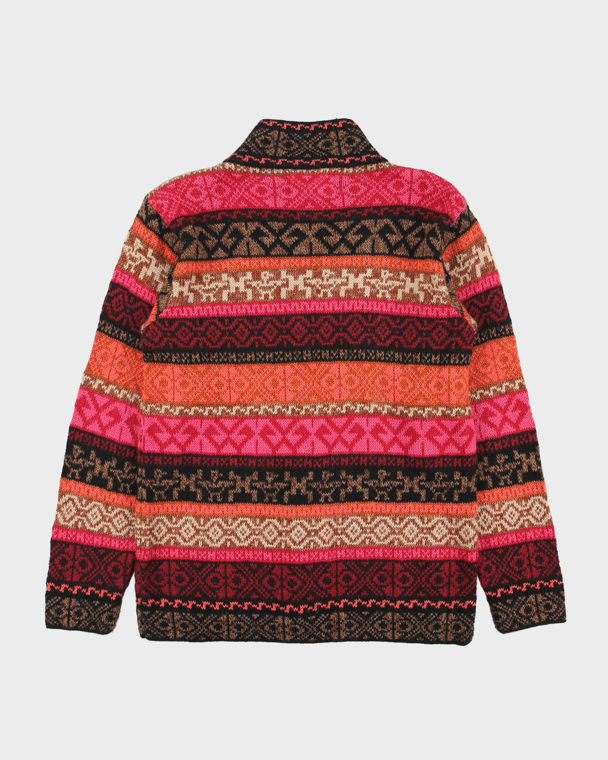 Vintage Inka Tradition Baby Alpaca Knit High Neck Half Button Cardigan - M