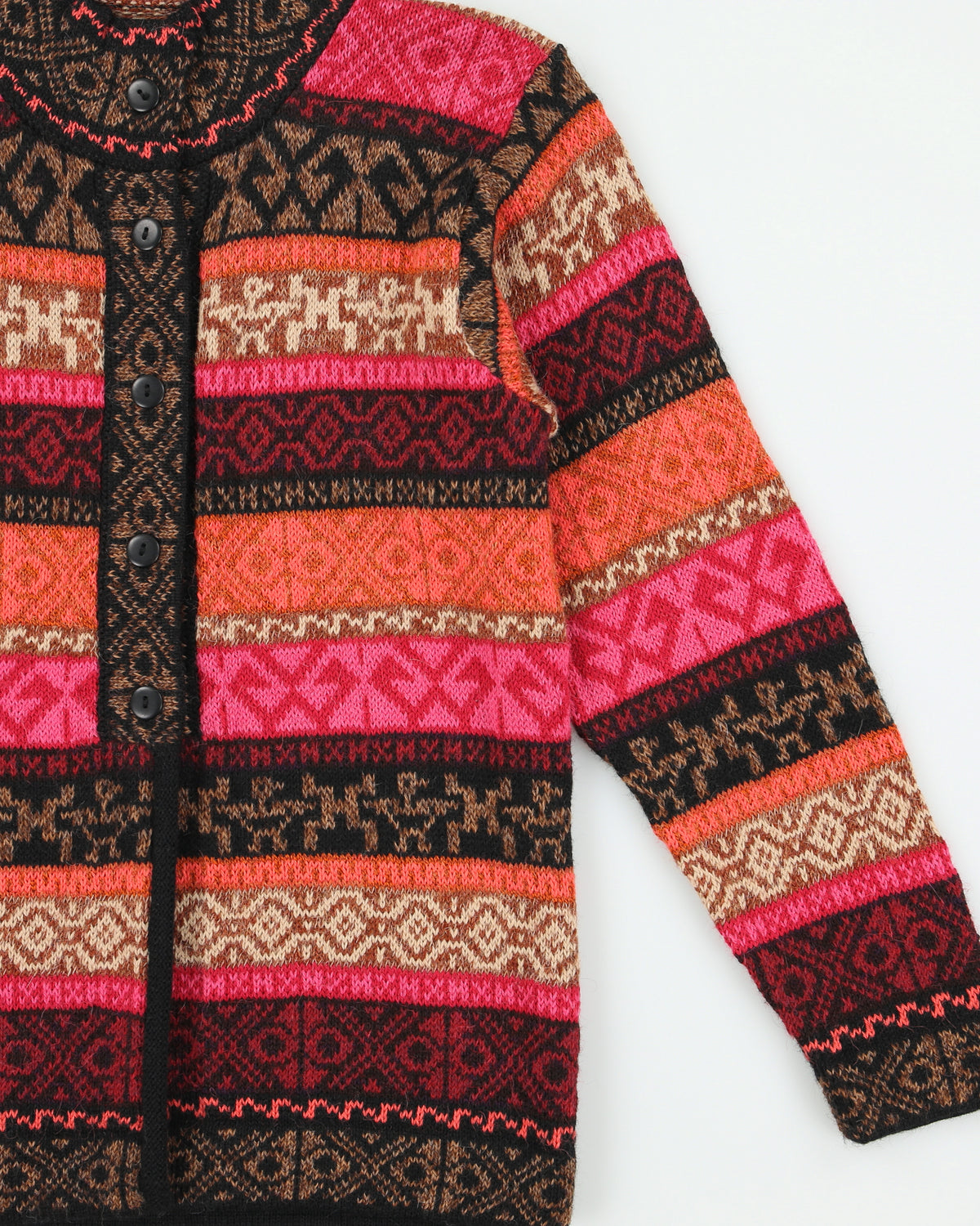 Vintage Inka Tradition Baby Alpaca Knit High Neck Half Button Cardigan - M