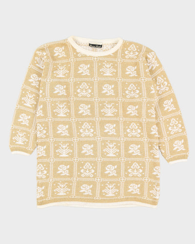 Gold Lurex Patterned Knitted Jumper - M
