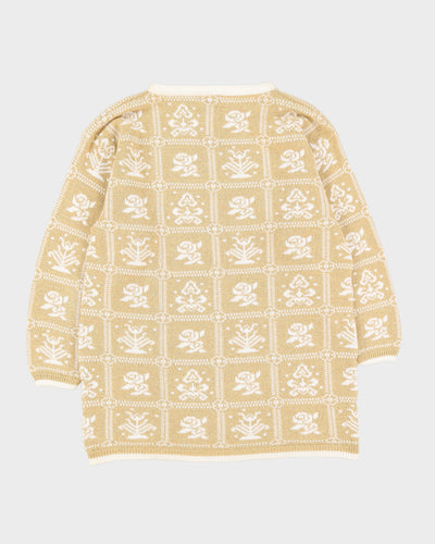 Gold Lurex Patterned Knitted Jumper - M