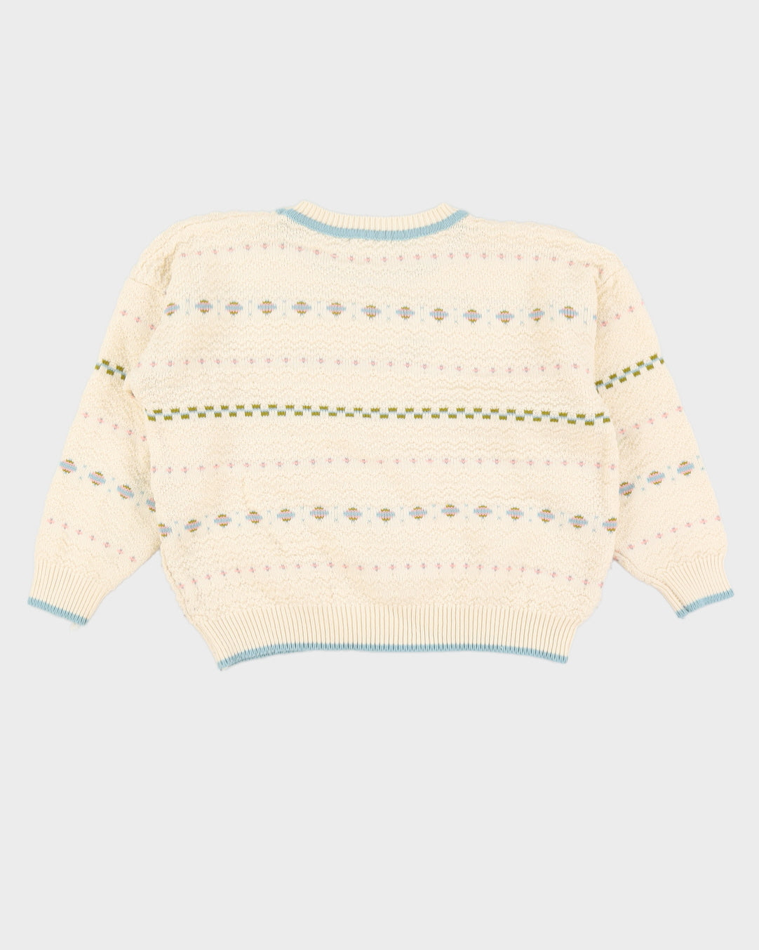 Patterned White Knitted Jumper - M