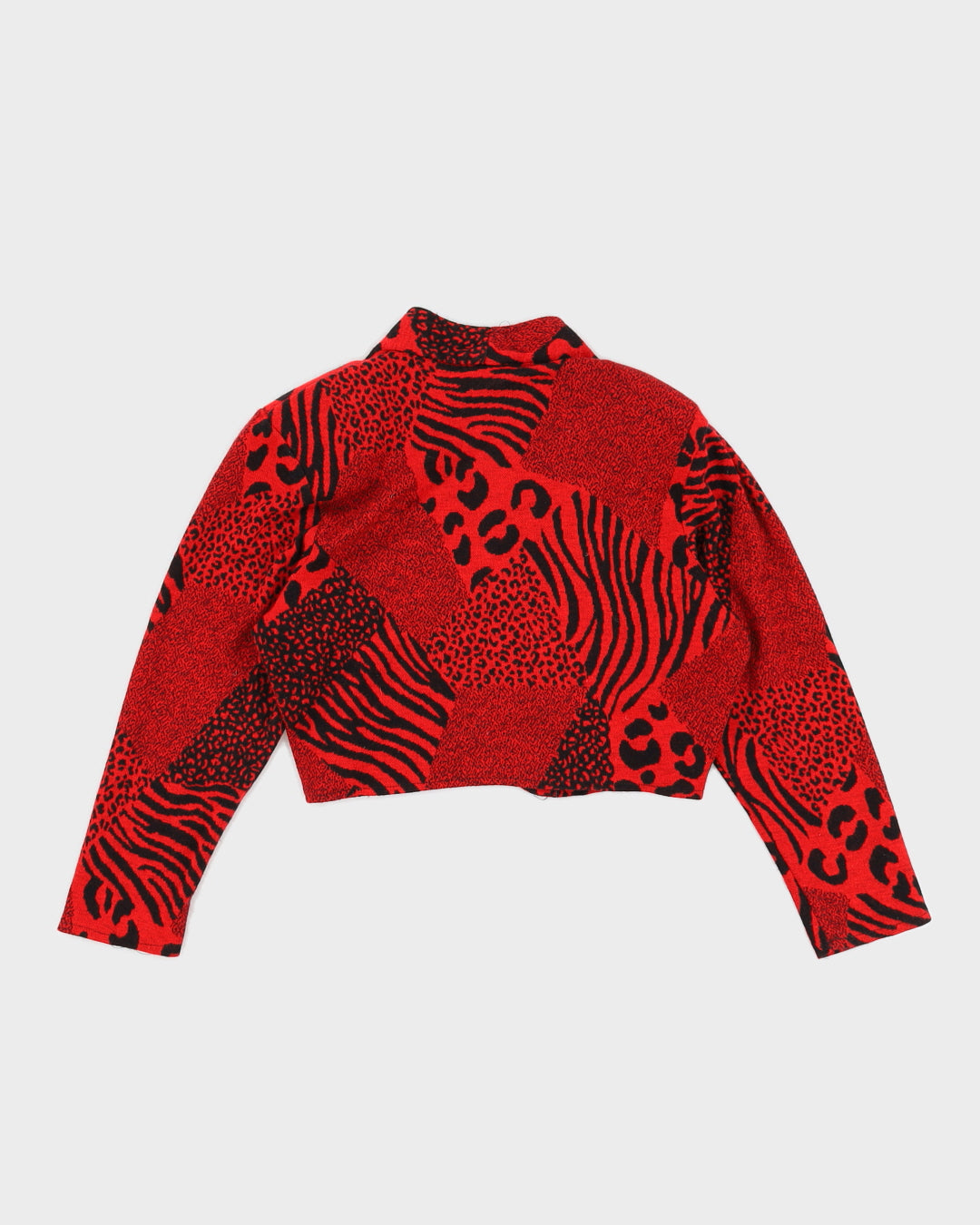 1990s Red Patterned Bolero Cardigan - S