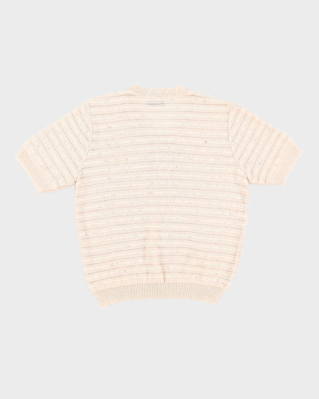1990s Beige Knitted Short Sleeve Jumper - S / M