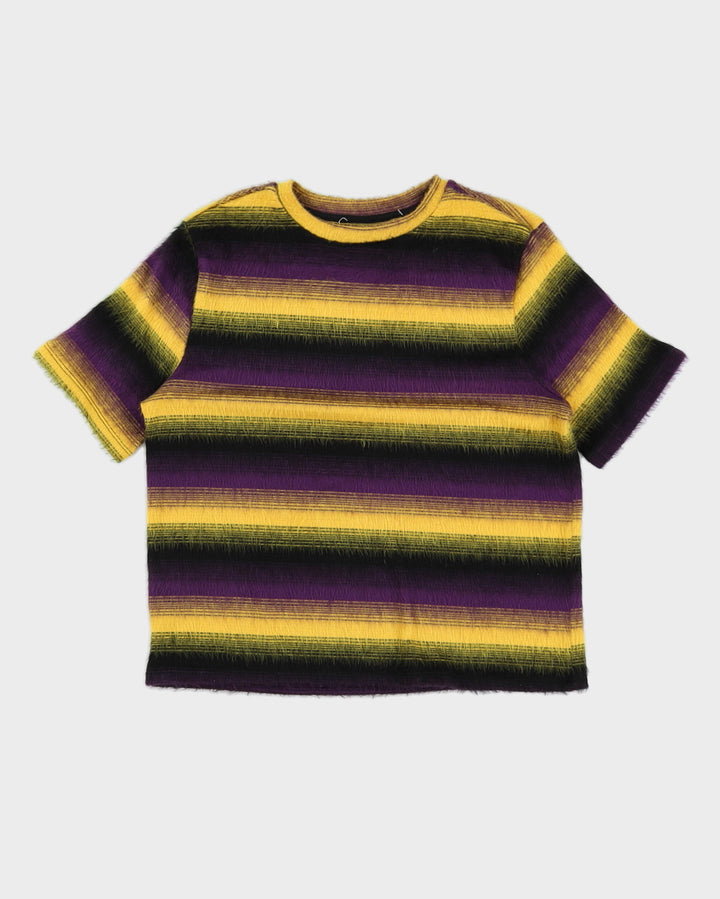 Y2K 00s Purple & Yellow Fluffy Knit Top - S/M