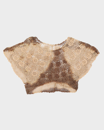 Y2K 00s Brown Slouchy Crochet Crop - S