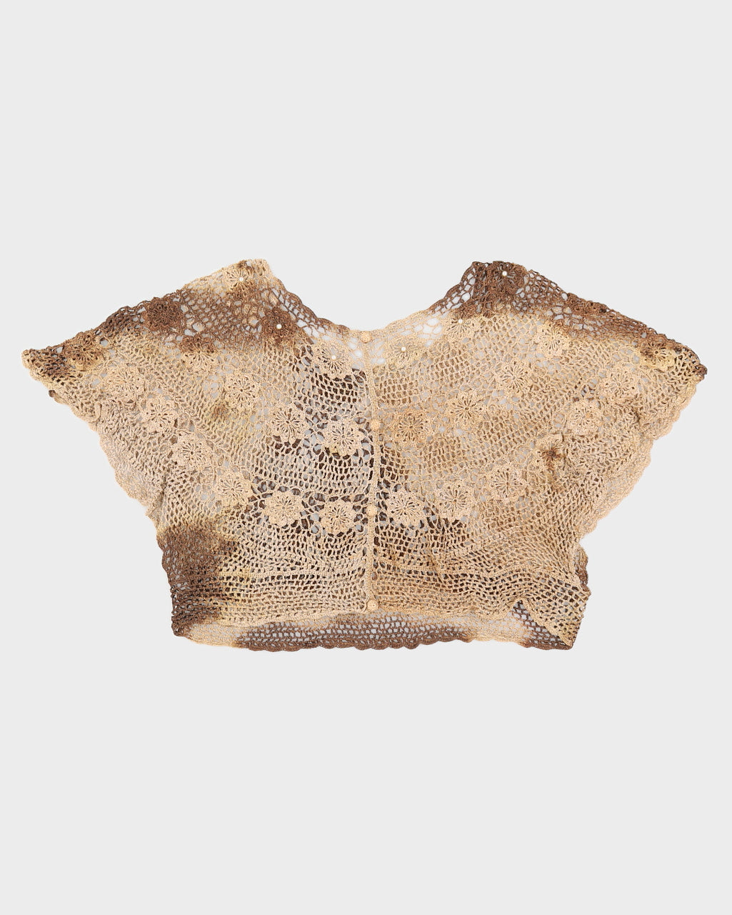 Y2K 00s Brown Slouchy Crochet Crop - S