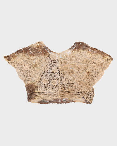 Y2K 00s Brown Slouchy Crochet Crop - S