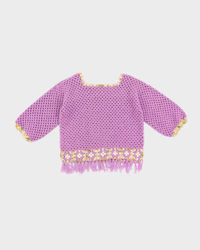 Vintage Purple Handmade Top With Tassels - M/L