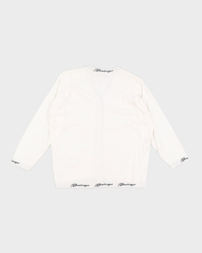 Vintage 90s Burberry White Knit Cardigan - M