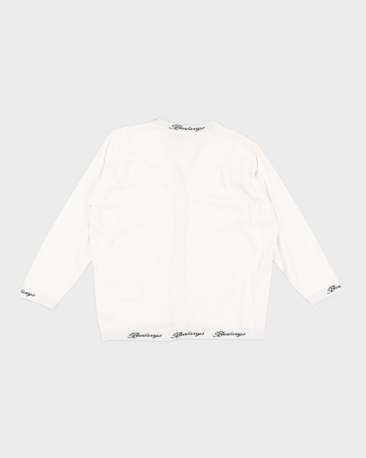 Vintage 90s Burberry White Knit Cardigan - M