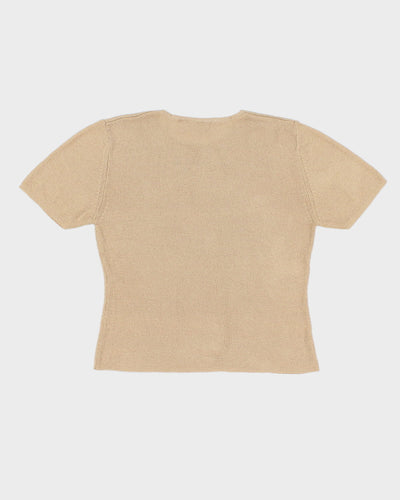 Vintage 90s Style My Way Flower Embroidered Knit T-Shirt - M