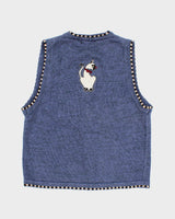 Vintage 90s Silverworks Knit Cat Vest - S