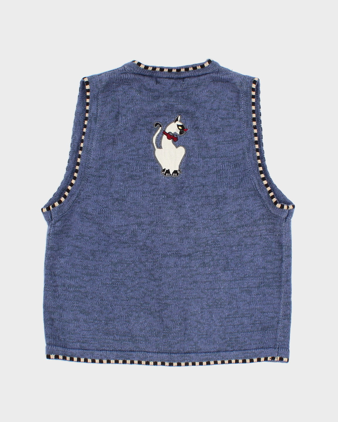 Vintage 90s Silverworks Knit Cat Vest - S