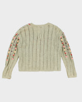 Vintage Marisa Christina Flower Detailed Knit Cardigan - L