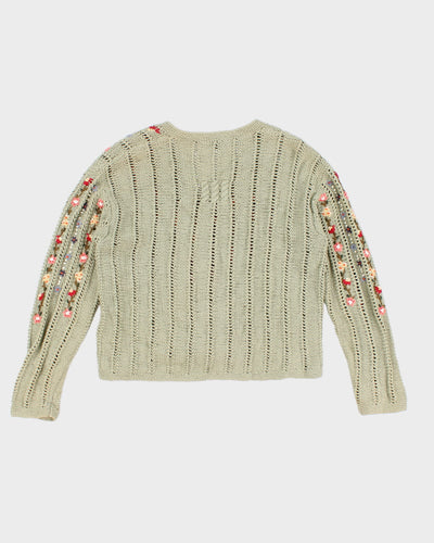 Vintage Marisa Christina Flower Detailed Knit Cardigan - L