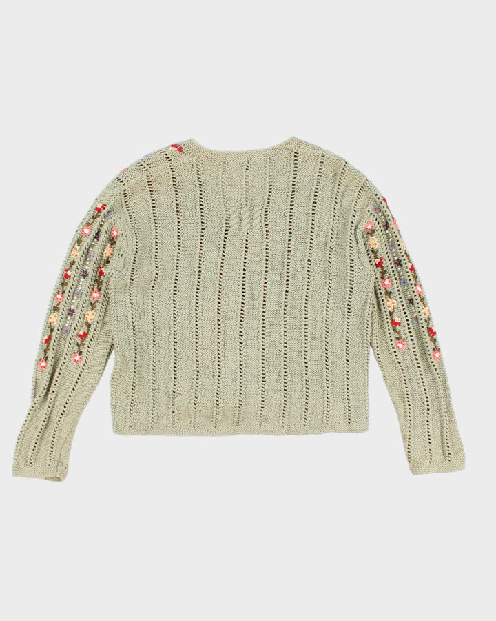 Vintage Marisa Christina Flower Detailed Knit Cardigan - L