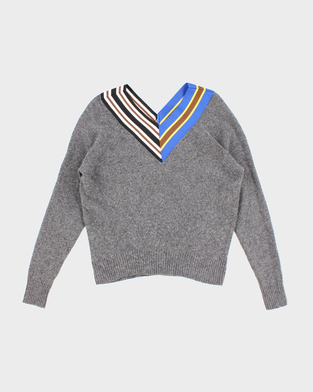 Sandro Grey Detailed Neckline Knit Jumper - L