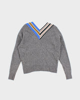 Sandro Grey Detailed Neckline Knit Jumper - L