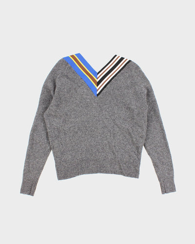 Sandro Grey Detailed Neckline Knit Jumper - L