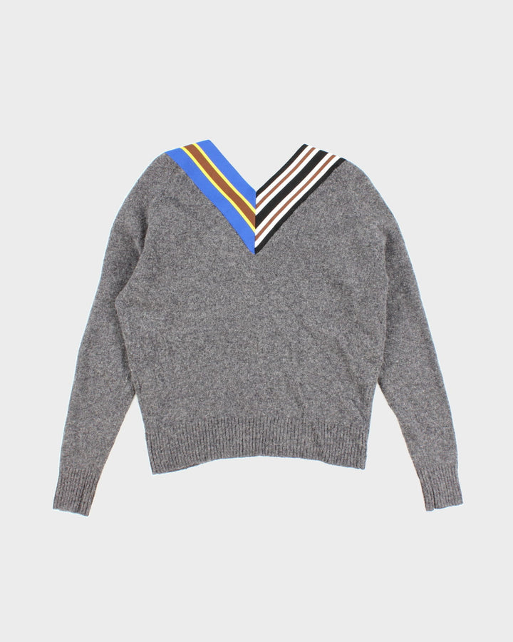 Sandro Grey Detailed Neckline Knit Jumper - L