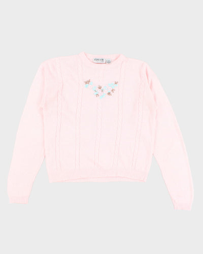 Vintage Maggie Jana Flower Detailed Knit Jumper - L