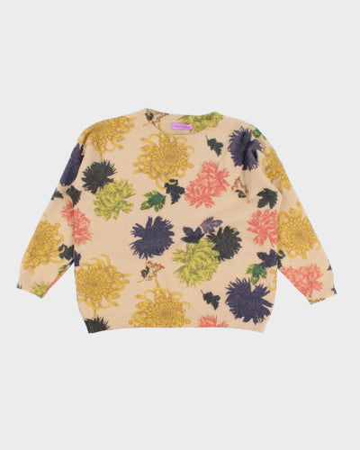 Vintage Floral Knit Jumper - L