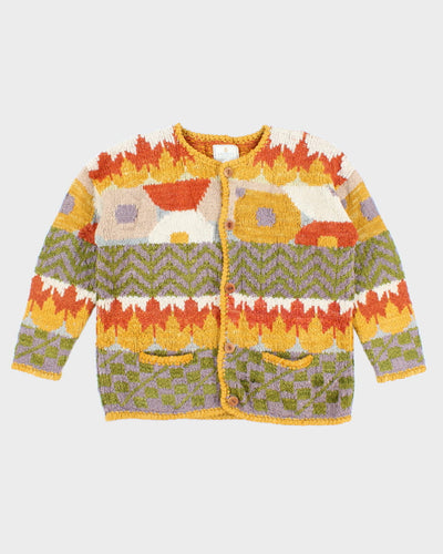 Vintage 90s Express Tricot Handknitted Wool Cardigan - L