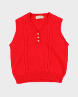 Vintage 90s L.L. Bean Red Wool Knit Sleeveless Vest - S/M