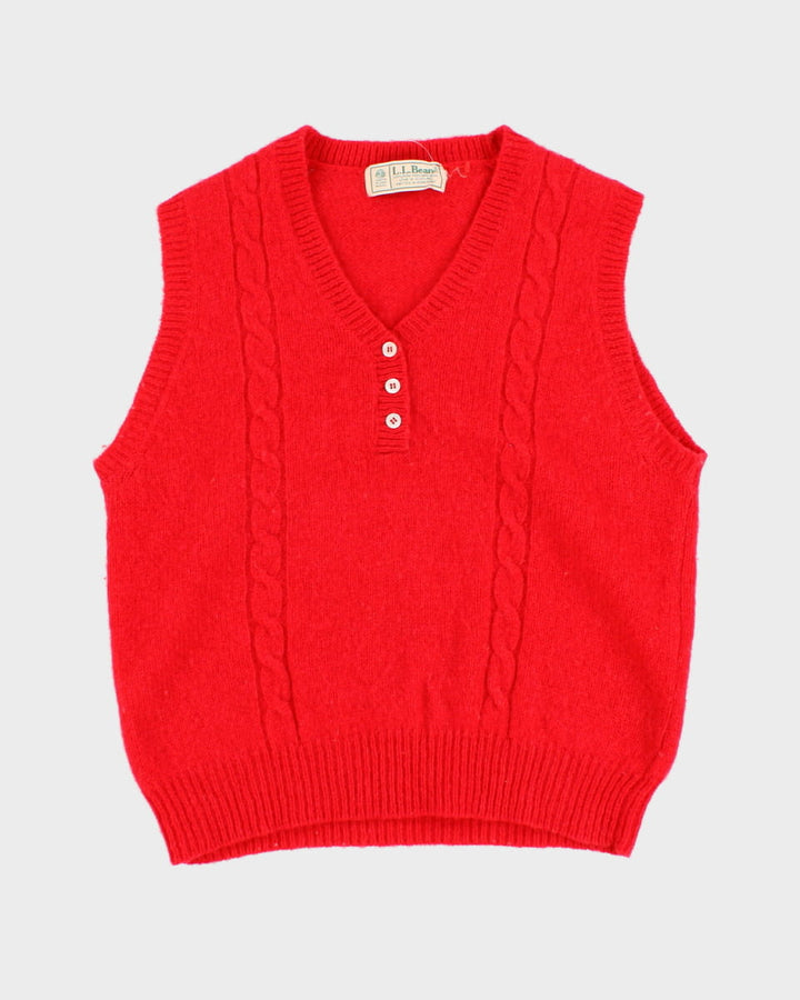 Vintage 90s L.L. Bean Red Wool Knit Sleeveless Vest - S/M
