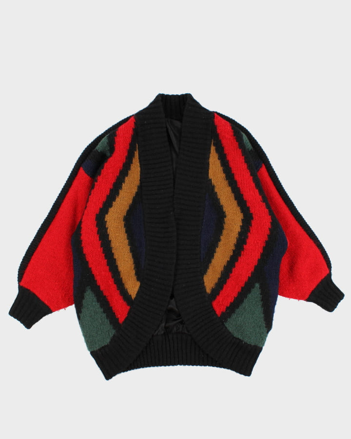 Vintage 90s Multi Coloured Oversized Knit Cardigan - L