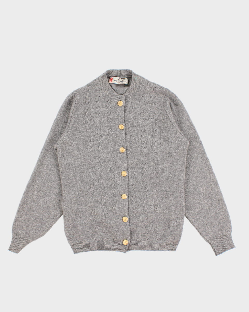 Vintage 70s Pringle For Lane Crawford Grey Knit Cardigan - XS/S